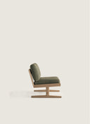 Bespoke Bernardo Lounge Chair in Portuguese Walnut, showcased at Lisbon Design Week for its contemporary and generous proportions.