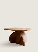 Large 144cm round Bloom Dining Table in natural matte oil Kambala, a unique custom furniture centerpiece for luxury dining rooms.