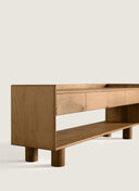 Detailed view of the solid wood craftsmanship on the Juntowd Caria Sideboard, a custom furniture staple from the JUNTO collection.