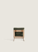 Relaxed Juntowd Bernardo lounge chair with a low 42cm seat height, perfect as a bespoke reading chair for a modern home library.