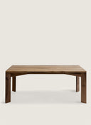 Custom furniture Palmares Table in Portuguese Walnut, showcasing a solid wood frame and minimalist dining design.